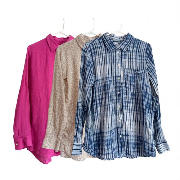 Gap 100% Linen Button Up Shirts Mediterranean Summer Breezy Vacation Travel - Picture 1 of 9